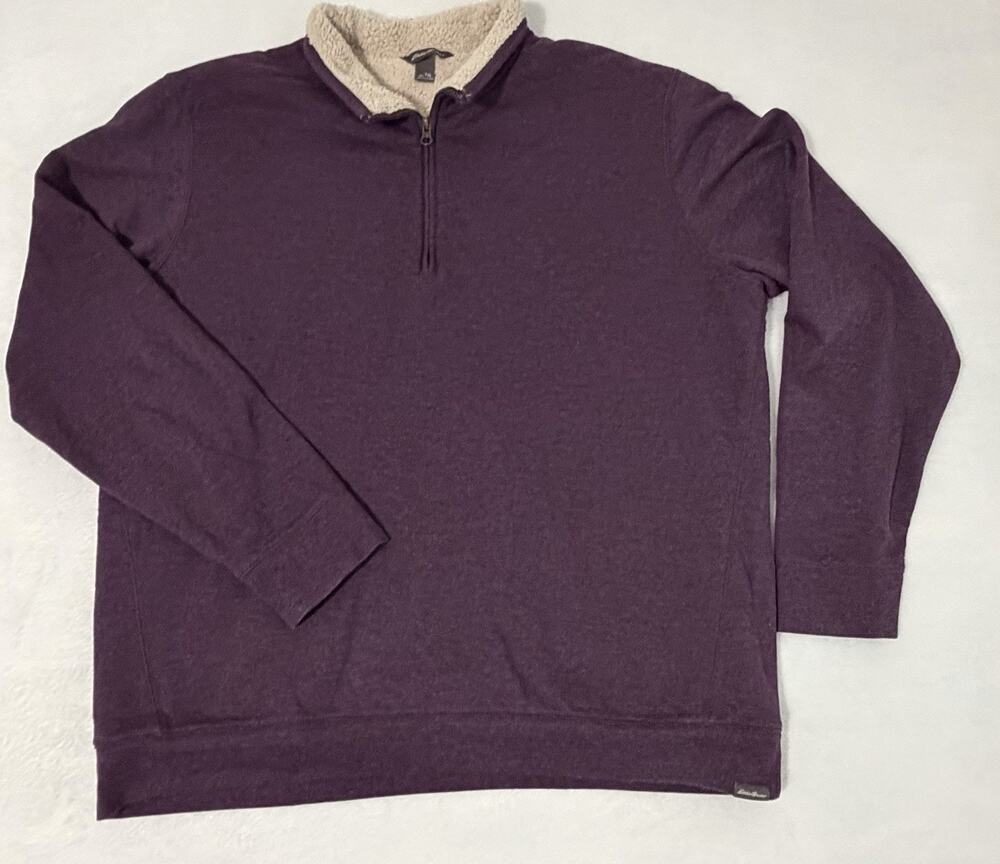 Mens XLT Tall Eddie Bauer Sherpa Lined Pullover Purple